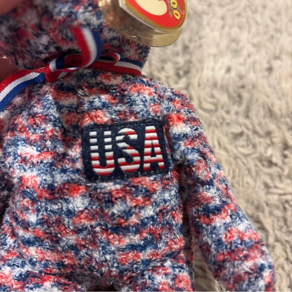 Ty Beanie Baby USA Bear Kids‎ OS Red White Blue Good Patriotic 2000 Plush Toy